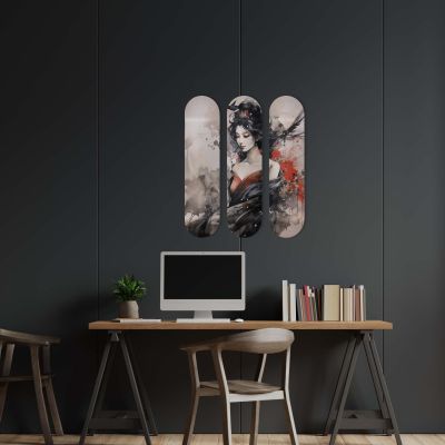 Planche de décoration murale, Skateboard, estampe Geisha