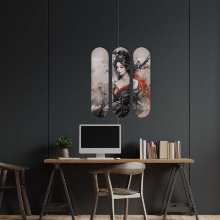 Planche de décoration murale, Skateboard, estampe Geisha