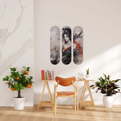 Planche de décoration murale, Skateboard, estampe Geisha