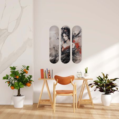 Planche de décoration murale, Skateboard, estampe Geisha Planche de décoration murale, Skateboard, estampe Geisha