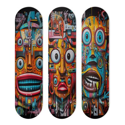 Skate Board pour décoration murale originale, Faces of the Digital Jungle