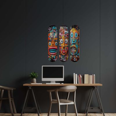 Skate Board pour décoration murale originale, Faces of the Digital Jungle
