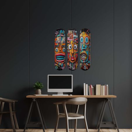 Skate Board pour décoration murale originale, Faces of the Digital Jungle