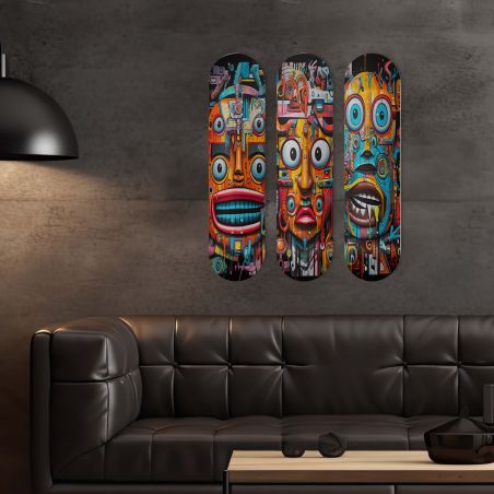 Skate Board pour décoration murale originale, Faces of the Digital Jungle Skate Board pour décoration murale originale, Faces of the Digital Jungle