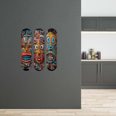 Skate Board pour décoration murale originale, Faces of the Digital Jungle