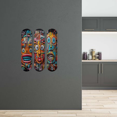 Skate Board pour décoration murale originale, Faces of the Digital Jungle Skate Board pour décoration murale originale, Faces of the Digital Jungle