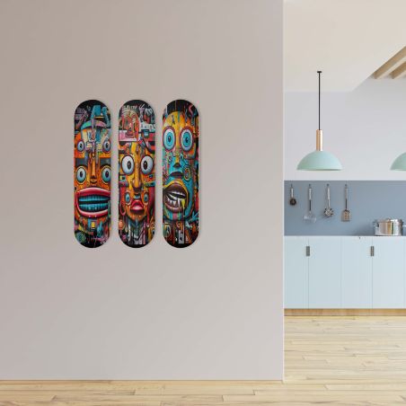 Skate Board pour décoration murale originale, Faces of the Digital Jungle Skate Board pour décoration murale originale, Faces of the Digital Jungle