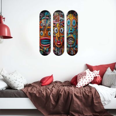 Skate Board pour décoration murale originale, Faces of the Digital Jungle