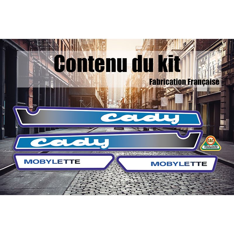 Kit Déco stickers MBK Mobylette CADY Blanc Bleu Kit Déco stickers MBK Mobylette CADY Blanc Bleu