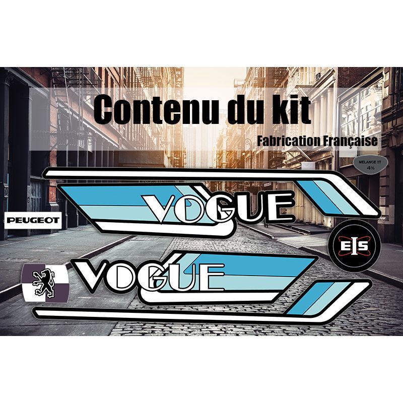 Pack stickers Peugeot 103 Vogue Ph1 Bleu