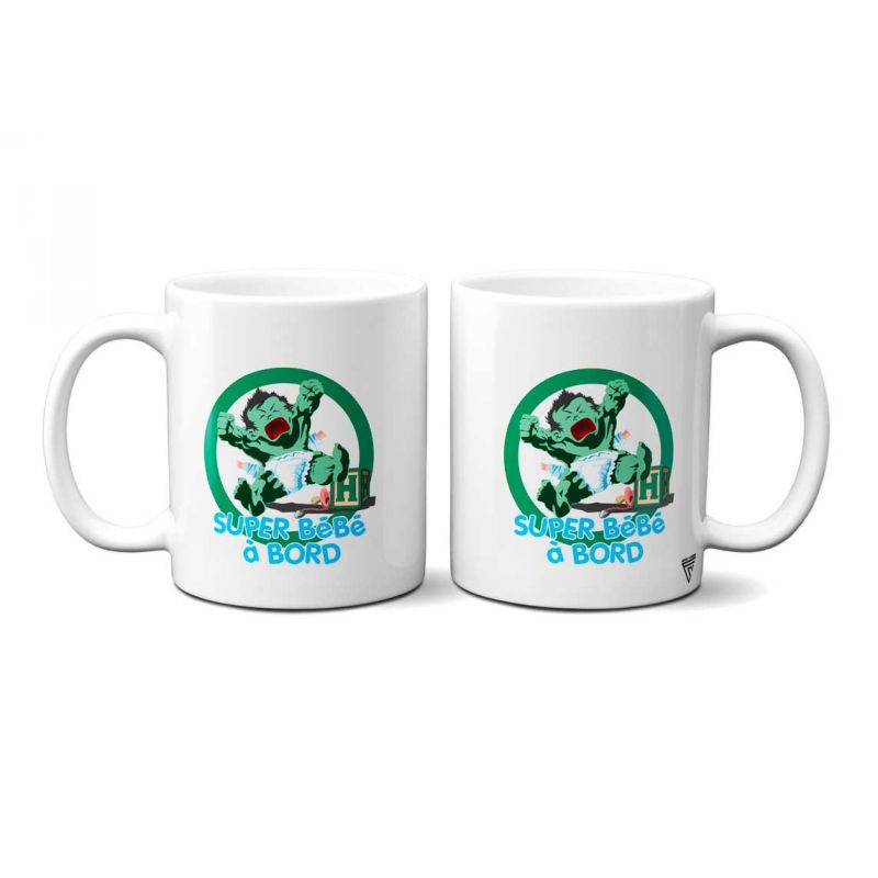 Mug Bébé à bord Super Héros Hulk Vert