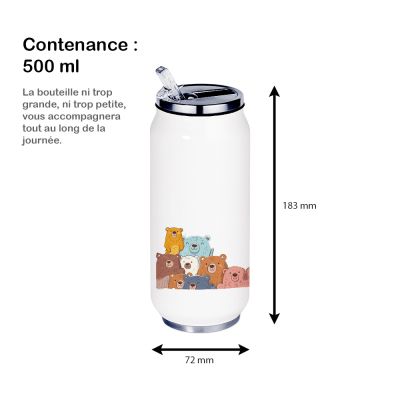Gourde Aluminium et  Inox Thermos, la famille Ours