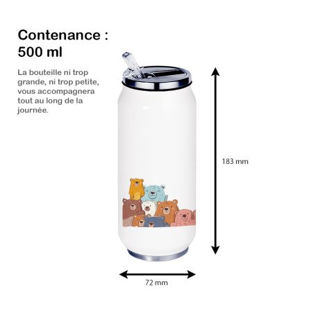 Gourde Aluminium et Inox Thermos, la famille Ours