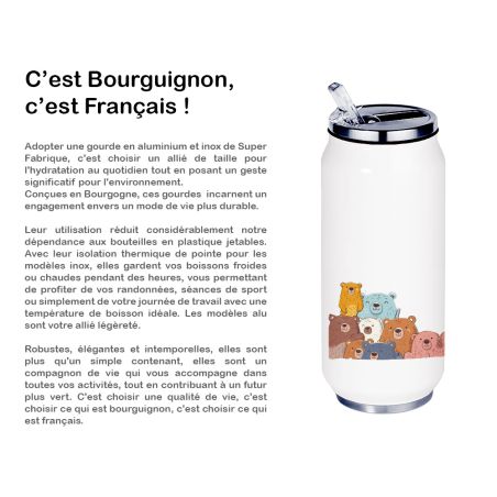 Gourde Aluminium et Inox Thermos, la famille Ours Gourde Aluminium et Inox Thermos, la famille Ours