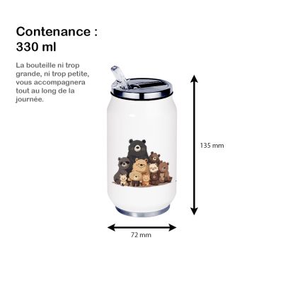 Gourde Aluminium et  Inox Thermos, Ours adorables