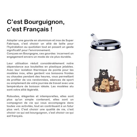 Gourde Aluminium et Inox Thermos, Ours adorables Gourde Aluminium et Inox Thermos, Ours adorables