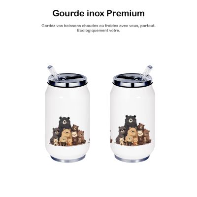 Gourde Aluminium etInox Thermos, Ours adorables