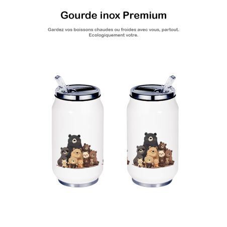 Gourde Aluminium et Inox Thermos, Ours adorables Gourde Aluminium et Inox Thermos, Ours adorables