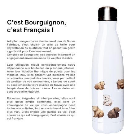 Gourde Aluminium et  Inox Thermos, Happy Bears