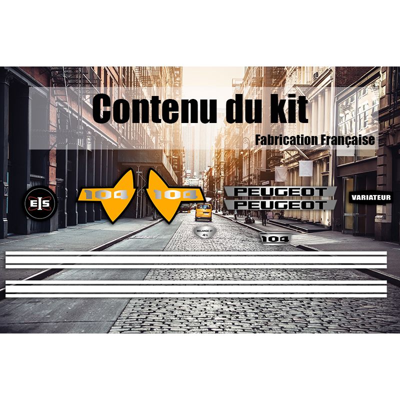 Kit déco Peugeot 104 Jaune Kit déco Peugeot 104 Jaune