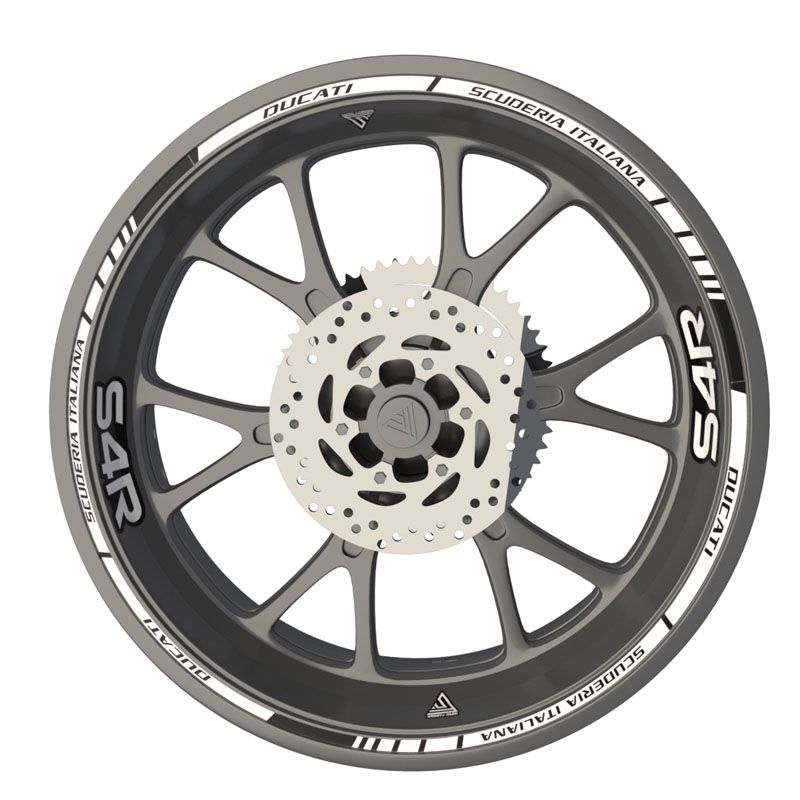 Kit déco autocollants jantes moto Ducati S4R Blanc