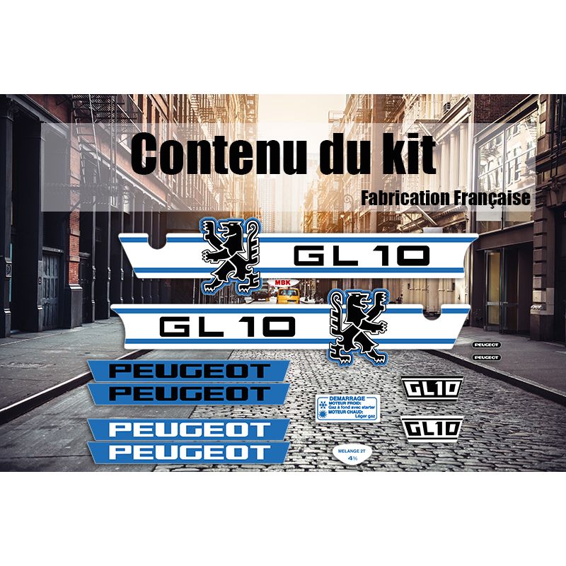 Kit déco Peugeot GL10 bleu Kit déco Peugeot GL10 bleu