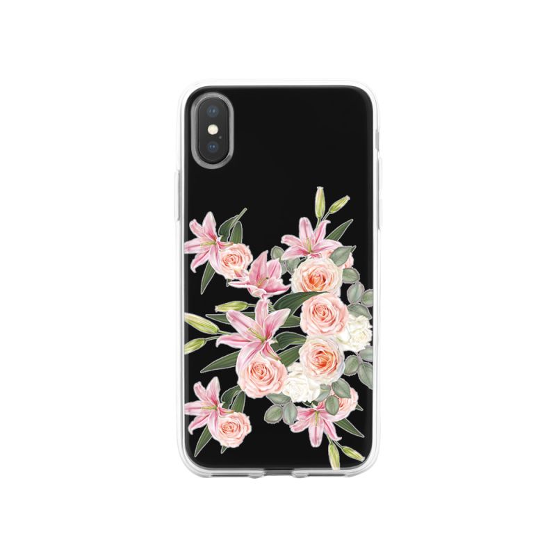 Coque pour téléphone iPhone, thème floral, Lys et Roses