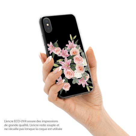 Coque pour téléphone iPhone, thème floral, Lys et Roses