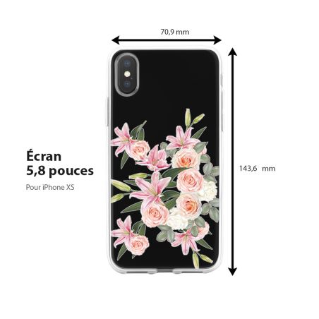 Coque pour téléphone iPhone, thème floral, Lys et Roses