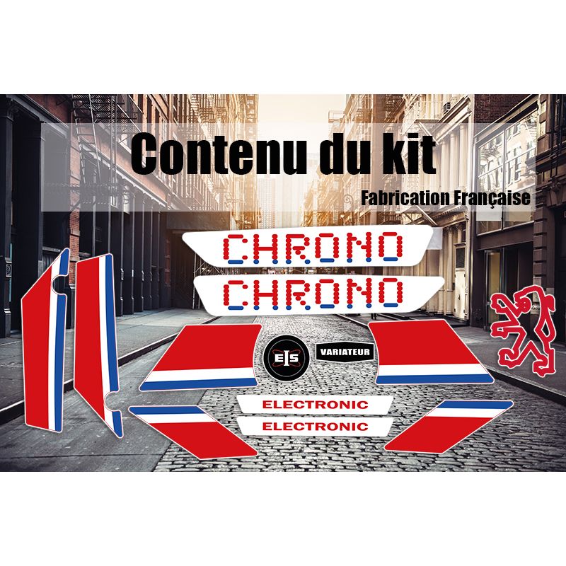 Kit Déco Peugeot 103 Chrono Blanc Rouge