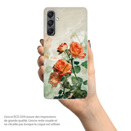 Coque souple pour Samsung Galaxy, Reflets de Roses Oranges