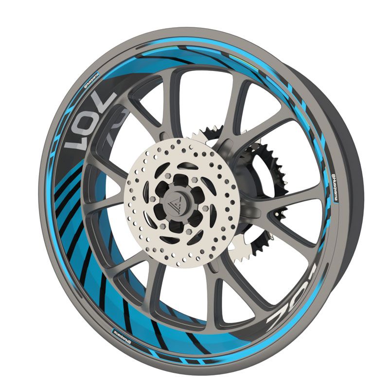 Kit déco autocollants jantes moto Husqvarna 701 - Bleu clair