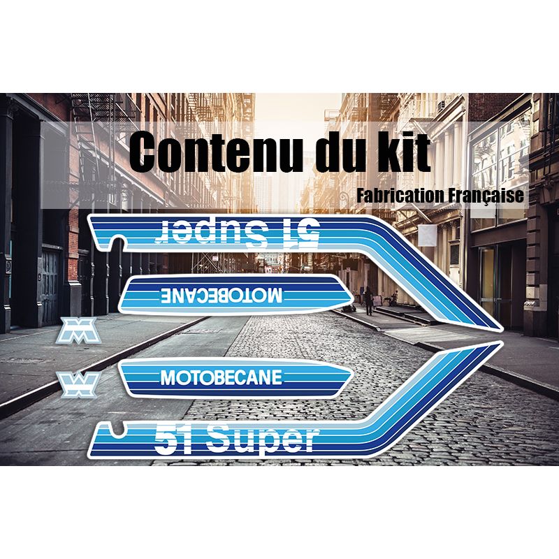 Kit autocollants MBK 51 Super - Bleu Kit autocollants MBK 51 Super - Bleu