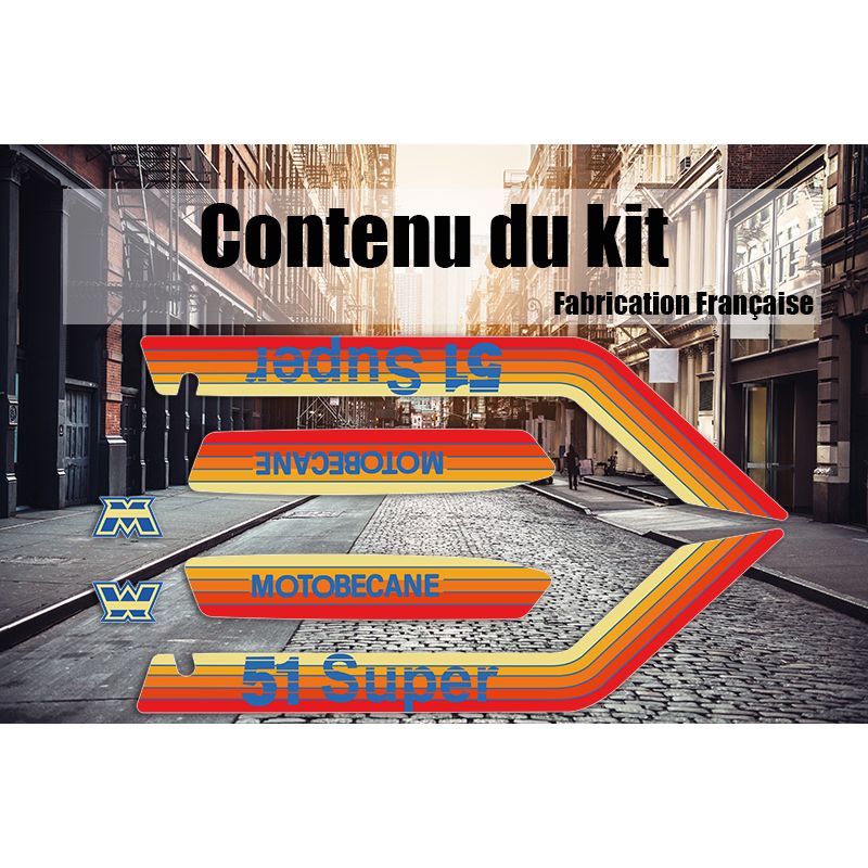 Kit autocollants MBK 51 Super - Bleu Jaune Kit autocollants MBK 51 Super - Bleu Jaune