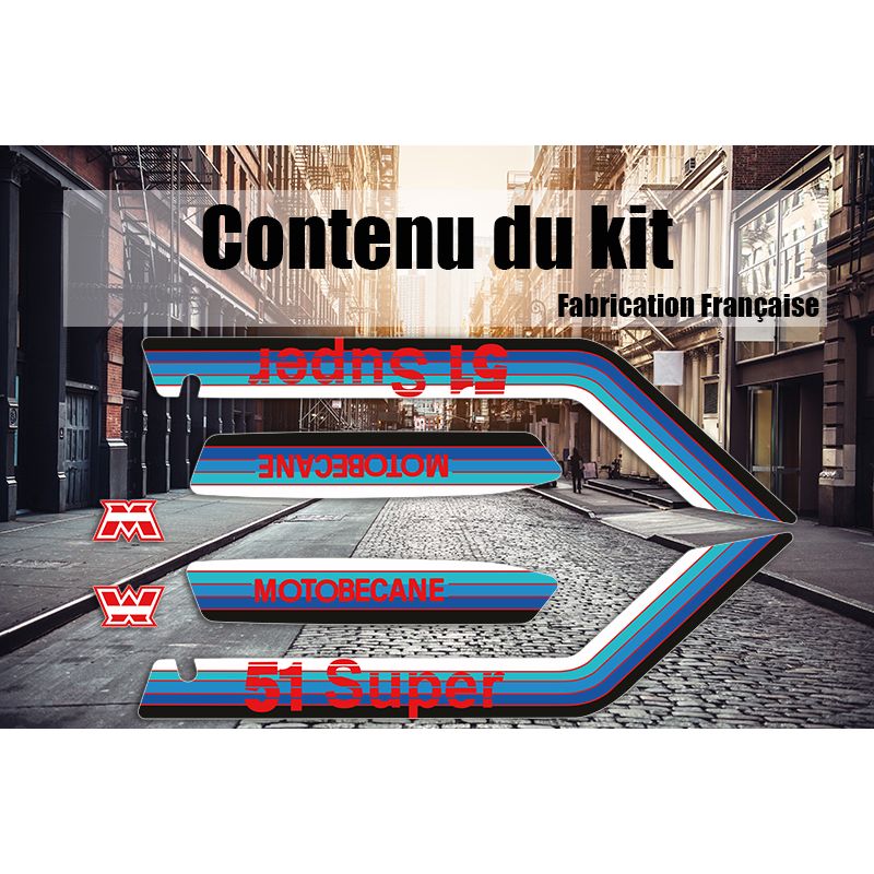 Kit autocollants MBK 51 Super - Bleu Rouge Kit autocollants MBK 51 Super - Bleu Rouge