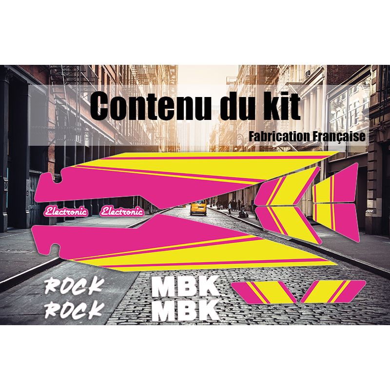 Kit Déco MBK  Rock 02 -  Jaune et Rose