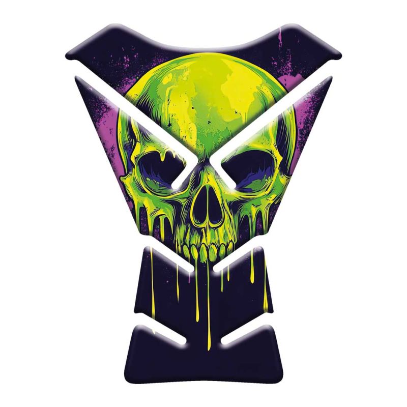 Protège résevoir moto Tete de mort Fluo