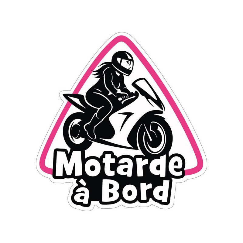 Sticker voiture “Motarde à bord” – Accessoire déco féminin et fun Sticker voiture “Motarde à bord” – Accessoire déco féminin et fun