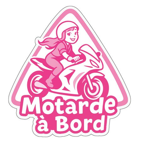 Autocollant voiture « Motarde à bord » – humour et style motard