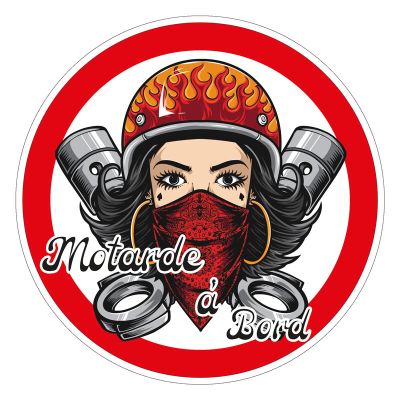 Sticker rond “Motarde à bord”
