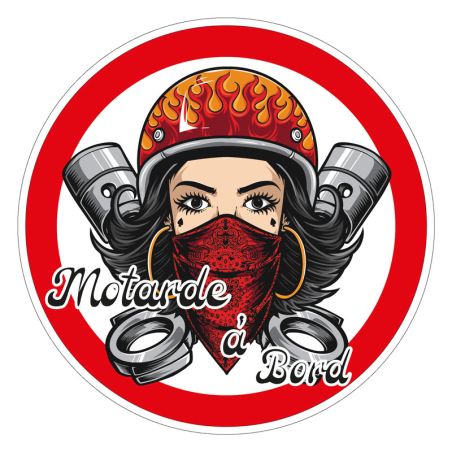 Sticker rond “Motarde à bord”