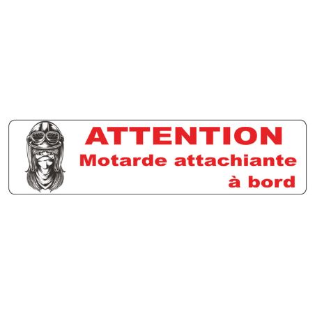Autocollant rectangulaire “Motarde attachiante à bord”