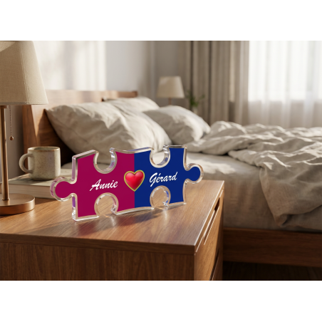 Pièce de puzzle personnalisée avec prénoms – cadeau Saint-Valentin