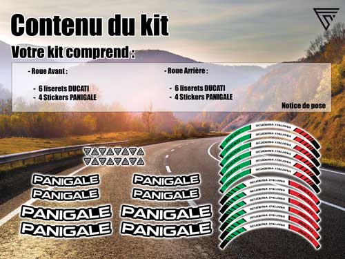 Pack stickers autocollants roue de moto Ducati Panigale