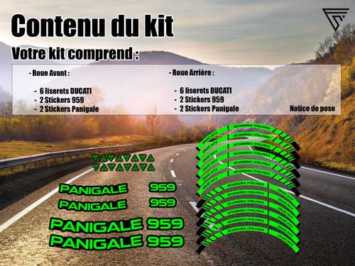Kit deco stickers jantes moto Ducati Panigale 959
