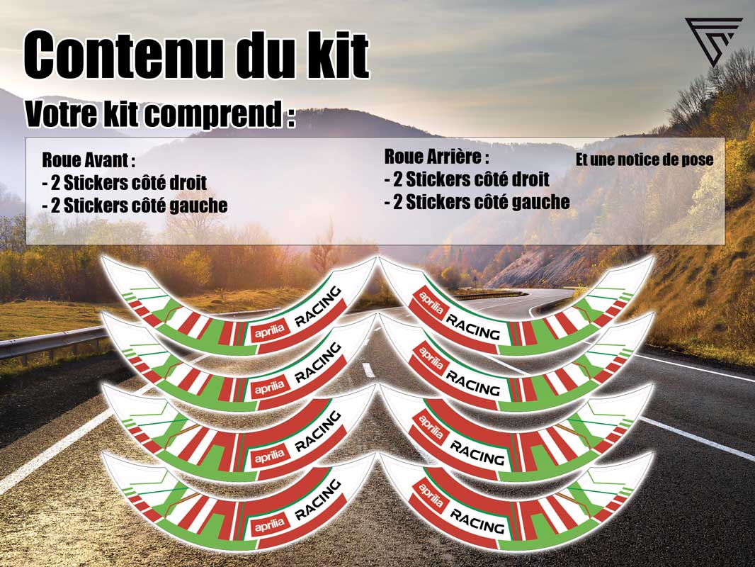 Kit sticker deco jantes moto Aprilia