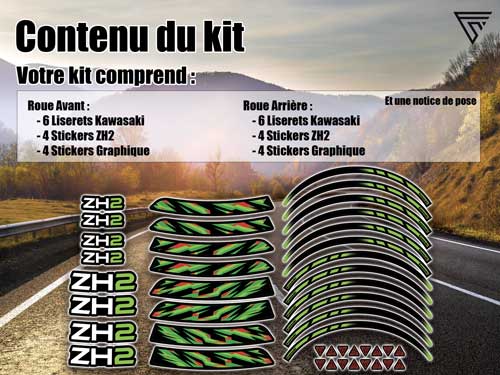 Pack sticker autocollants jantes moto Kawasaki ZH2