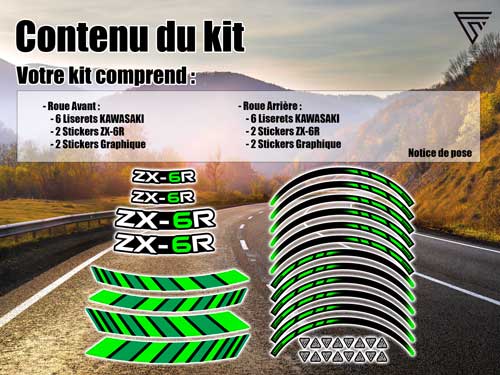 Pack déco jantes moto Kawasaki ZX 6R
