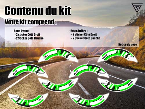 Pack deco jantes moto Kawasaki qualité premium Z800