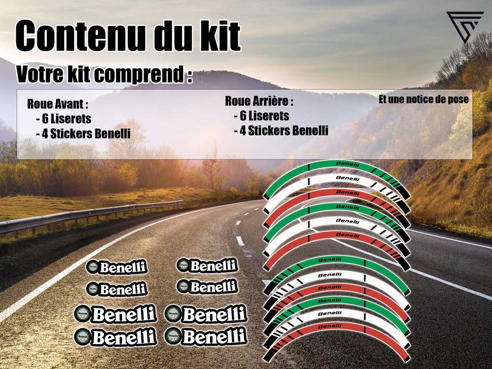 kit decalcomanie pour jantes benelli